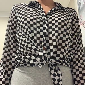 Checker pattern blouse